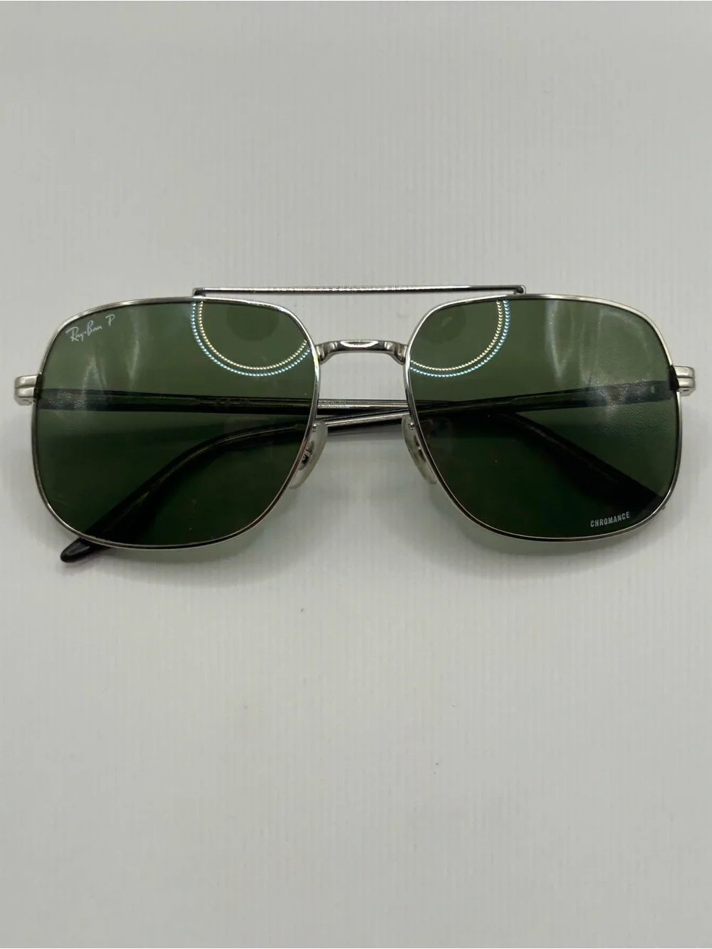 Ray-Ban Silver Frame Dark Green Lens Sunglasses